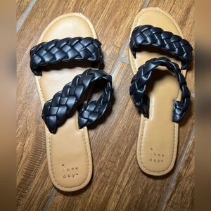 A New Day Black Braided Sandals